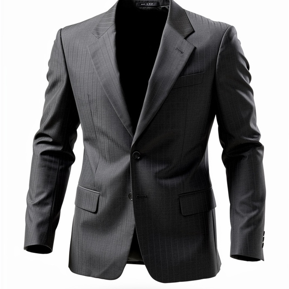 Armani Collezioni Blazer Mens 42 Black Striped Suit Coat Jacket 100% Wool !!